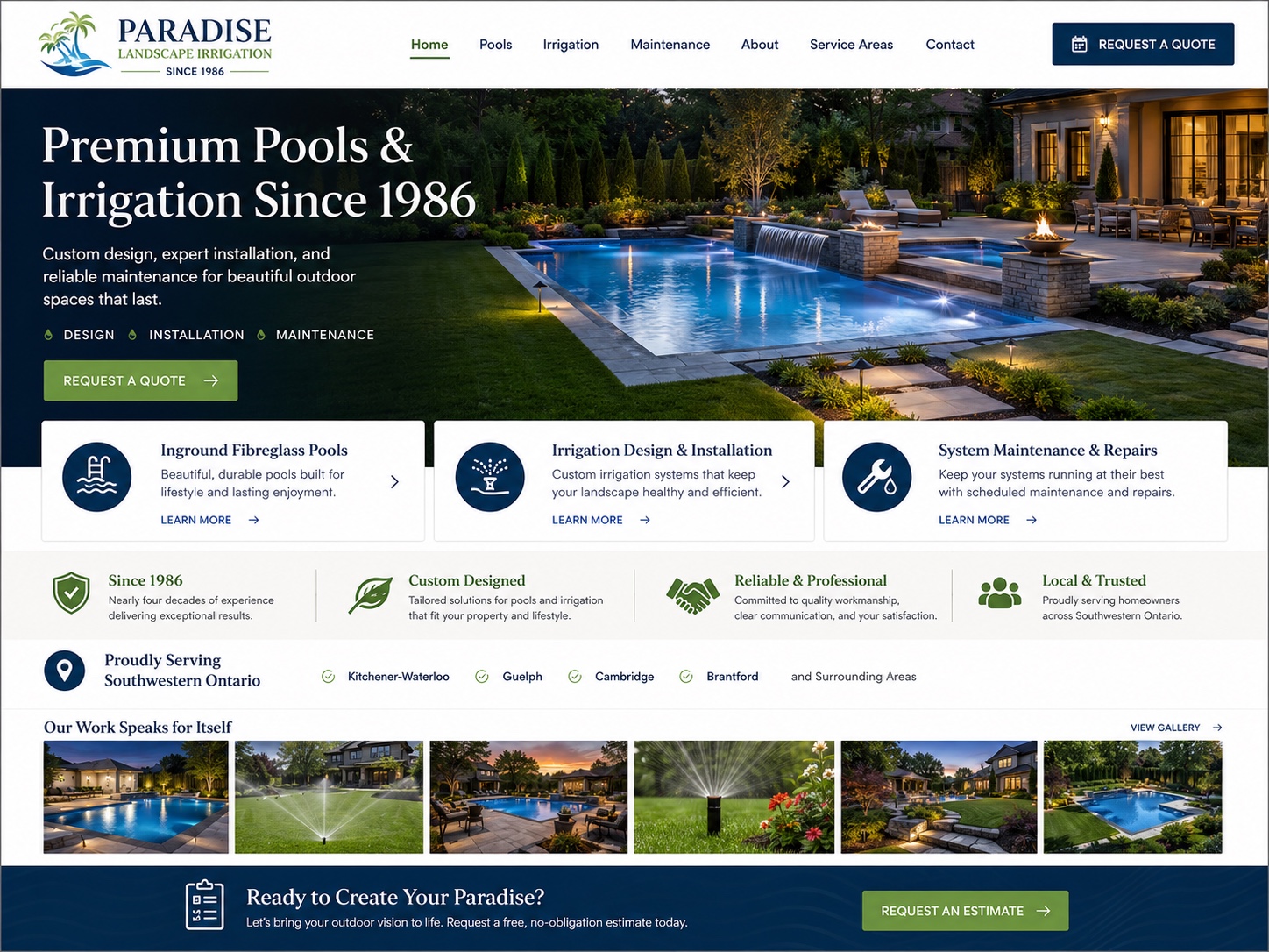 Paradise Landscape Irrigation website design