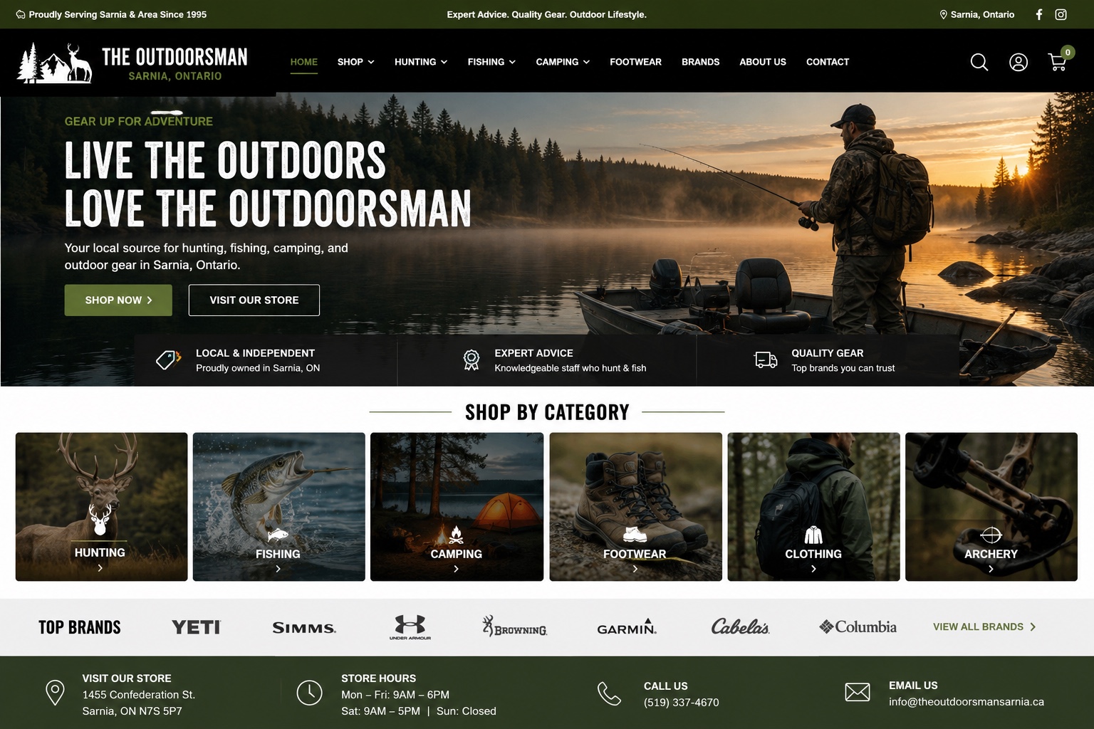The Outdoorsman website design